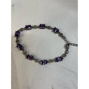 Sterling Silver Purple Stone Bracelet Adjustable